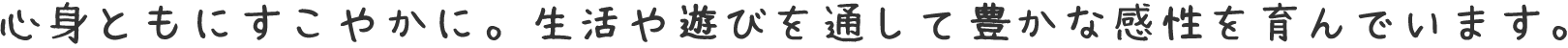 心身ともにすこやかに。生活や遊びを通して豊かな感性を育んでいます。